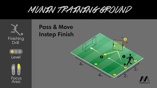 Pass amp Move Instep Finish  Right Foot Finishing Drill 11 [upl. by Aay]