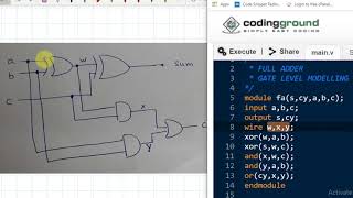 GATE LEVEL MODELLING 3 Design and verify Full adder using Verilog HDL [upl. by Baruch832]