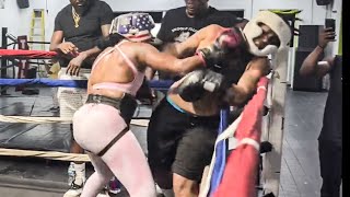 Claressa Shields BATTERS amp STOPS Troll in HEATED 60Second SPARRING BEATING Runs her OUT OF RING [upl. by Alyahc]