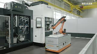 HELLER HF 3500 with KUKA KMR Cybertech for automated tool loadingunloading  Tool automation [upl. by Jeminah]