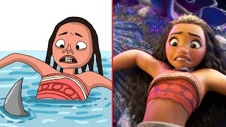 Moana Scenes Funny Drawing Meme  Try Not to Laugh 😂 [upl. by Parhe]