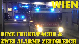 EINE Feuerwache amp ZWEI ALARME GLEICHZEITIG HLF amp KDF  DLK  TLF BF WIEN FEUERWACHE FAVORITEN [upl. by Casilda]