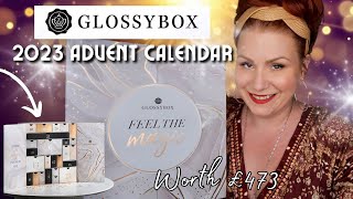 UNBOXING GLOSSYBOX 2023 BEAUTY ADVENT CALENDAR  £15 CHEAPER THAN LAST YEAR [upl. by Yelir]