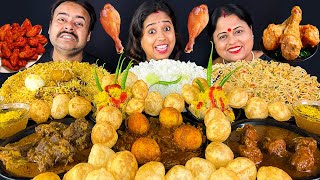 Eating Challenge😋Chowmin🍝Manchurian Biryani Mutton curry Egg Big Bites😋Midnight Street Food [upl. by Sonnie699]