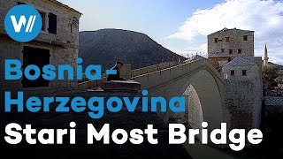 The Bridge at Mostar  An Arch over a Gorge BosniaHerzegovina  Treasures of the World [upl. by Trini83]