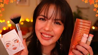 ASMR Giving You a Fall Makeup Look🧣🍁🍂layered sounds pampering positive [upl. by Airdnazxela]