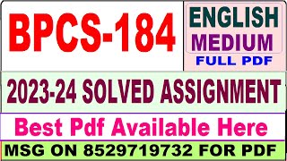 bpcs 184 solved assignment 202324  bpcs 184 solved assignment 2024 in English  bpcs 184 english [upl. by Air]