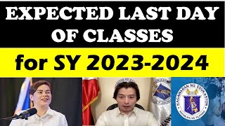 JUST IN EXPECTED LAST DAY OF CLASSES for SY 20232024 DepEd School Calendar wildtvoreg [upl. by Leile]