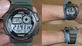 CASIO STANDARD AE1000W1A3 MILITARY GREEN EDITION  UNBOXING3AV [upl. by Ydnes823]