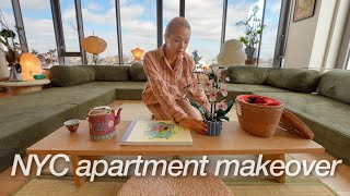 decorating  cleaning my NYC living room new VIRAL sofa unboxing  PENTHOUSE GLOW UP ep2 [upl. by Danialah218]