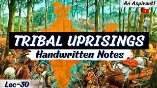 Tribal Uprisings  Modern History  Lec30  Handwritten notes  An Aspirant [upl. by Roxi]