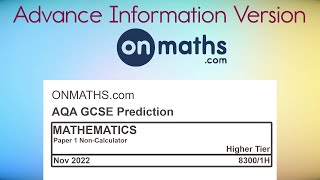 Advance Information Nov 2022 Predicted Maths GCSE Paper 1 NonCalculator AQA Higher Exam 83001H [upl. by Derrej571]