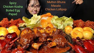 Eating Chicken Lolipop Spicy Bhuna Mutton Egg Chicken Kosha  Big Bites  Asmr Eating  Mukbang [upl. by Stag604]