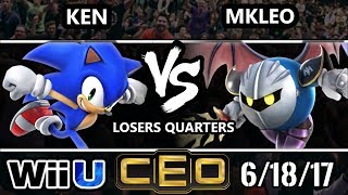 CEO 2017 Smash 4  KEN Sonic vs FOX MVG  MKLeo Meta Knight WiiU LQF [upl. by Adnuhs]