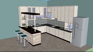 Sketchup tutorial interior design  Kitchen [upl. by Burk219]