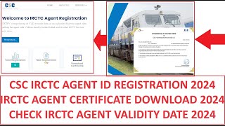 CSC IRCTC AGENT ID REGISTRATION  IRCTC AGENT CERTIFICATE DOWNLOAD  ID VALIDITY csc cscvle cscin [upl. by Speroni280]