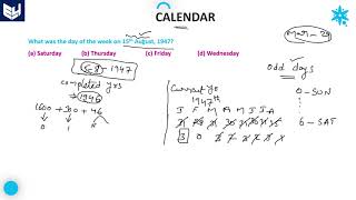 Finding day of any date  Calendars  Reasoning  Part5  Bharath Kumar [upl. by Fernande]