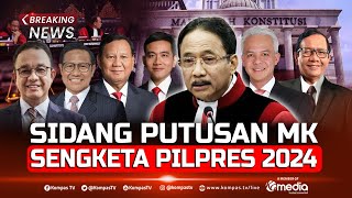 BREAKING NEWS  Sidang Putusan MK Sengketa Pilpres 2024 Penentuan Anies Prabowo Ganjar [upl. by Ardnuhsed]