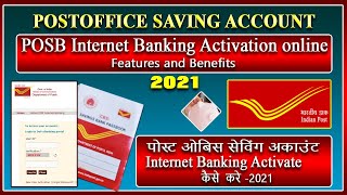 Post office saving account netbanking activation online POSB Net banking activate कैसे करे 2021 [upl. by Whiffen]