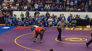 Dundee’s Brandon Whitman pins Whitehall’s Jarean Sargent in the 2018 MHSAA team wrestling semifinals [upl. by Bartlet319]