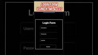 Login form Using HTML and CSS loginform htmlandcss beginners [upl. by Anitsenre]