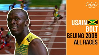 ALL of USAIN BOLTs 🇯🇲 individual races at Beijing 2008 [upl. by Bigot120]