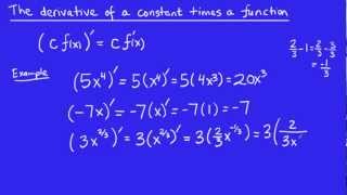 Calculus  Derivatives 4  Derivative of a constant times a function [upl. by Nnaeerb935]