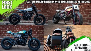 Custom HarleyDavidson X440 Bikes Revealed At IBW 2023  Explained All Spec Features Engine amp More [upl. by Yendirb]