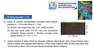 KSSM Matematik Tingkatan 4 Bab 1 Fungsi dan persamaan kuadratik dalam praktis kendiri 11d no1 no2 [upl. by Hestia989]