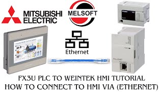 Weintek HMI to Mitsubishi FX3U PLC connection via ethernet tutorial [upl. by Annohsat]