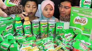 MILO Themed SNACKS amp DRINKS 💚 nuggets bar energycube cereal MILO ICE BADAM KAW ORI MUKBANG [upl. by Pfeffer]