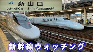 【新幹線】山陽新幹線 新山口駅撮影 スラブ軌道の線路に轟く大迫力の新幹線 Shinkansen of great power [upl. by Neeka256]