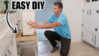 Creating A Pullout Trash Can In A Kitchen Cabinet [upl. by Porcia]