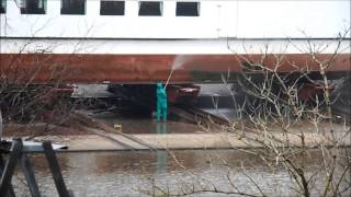 Spiekeroog II  IMO 8745931 Schiffswerft Diedrich Oldersum Island Ferry high and dry in dockyard [upl. by Thomajan85]