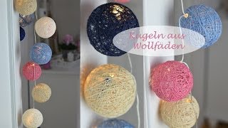 DIY  Kugeln für Lichterketten aus Wolle oder Häkelgarn  Cotton Balls [upl. by Yarak]