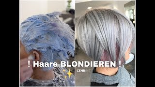 Haare RICHTIG BLONDIEREN ohne GELBE Flecken  Silver  Rose Tönung [upl. by Ahseekan811]