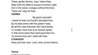 Analysis Lysander and Hermia Act 1 Scene 1 [upl. by Ramor809]