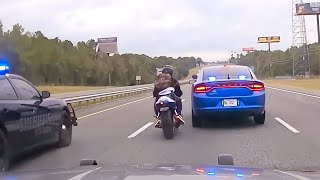 Craziest Motorcycle Police Chases Caught on Dashcam [upl. by Yenolem451]