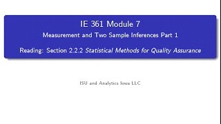 Statistical Process Improvement Module 7 [upl. by Analra]