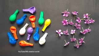 Waste Balloon and Natural Flower Craft  How to make flower vase [upl. by Coralie]