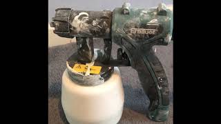 Erbauer HVLP painter sprayer review and spraying results with emulsion paint [upl. by Anotal732]