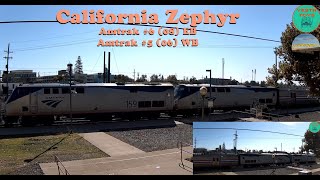 Amtrak California Zephyr 608 and 506 at Roseville CA  11082023 [upl. by Kleinstein826]