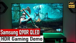 2019 Samsung Q90R Q90 QLED TV PS4 Pro  Xbox One X Gaming Demo 4K HDR [upl. by Ati986]