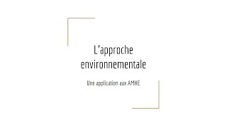 Lapproche environnementale  Une application aux AMHE [upl. by Ravilob835]