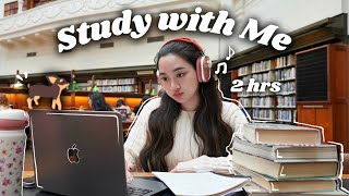 2 HOUR Study with Me at a beautiful library 🎧📔  Pomodoro with Break  Lofi  Background Noise [upl. by Adnamra137]