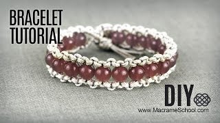 DIY Easy Macramé Boho Bracelet with Beads and Button Clasp [upl. by Atinnor]