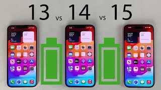 iPhone 15 vs 14 vs 13 Battery Life DRAIN Test [upl. by Arabela]