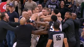 Brook Lopez and Trey Lyles get into massive fight and both get ejected [upl. by Soirtemed]