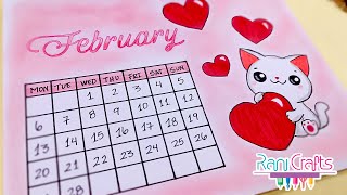 DIY  FEBRUARY Calendar  Bullet journal decoration organization ideas [upl. by Ibbie]