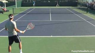 Roger Federer hitting from the Back Perspective in HD [upl. by Adialeda570]